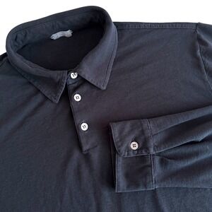 Zanone Ice Cotton Black Long Sleeve Polo Shirt Men's 54 Slowear Made in Italy